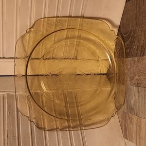 PLATE 3 - Vintage Federal Depression Glass Madrid Amber Lunch Plate 9"
